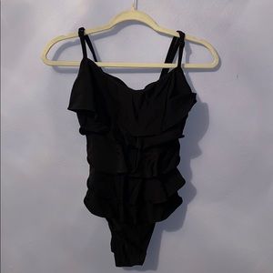 Black ruffle one piece!